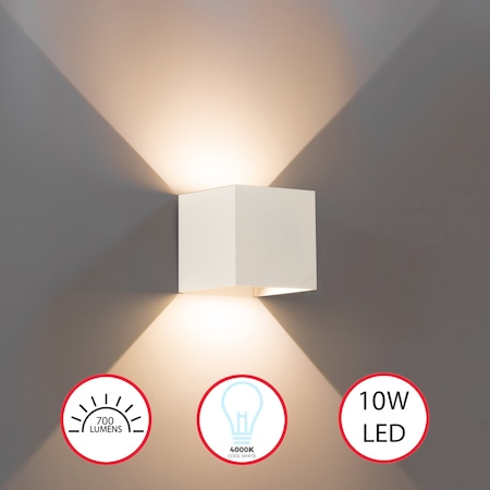 Quickway Imports Modern Decorative Waterproof Aluminum Wall Lamp 10 Watt Cool White 4000K, White QI004492.WT